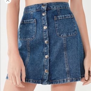 Denim Button-Front Skirt